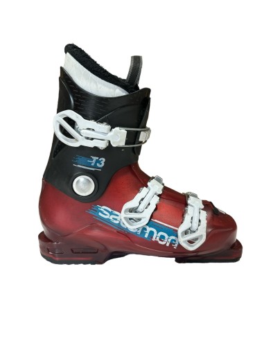 Chaussures de ski Junior Occasions Salomon Team 2 et 3 Rouge Bleu Taille de 19 à 24 Mondopoint Chaussures de ski